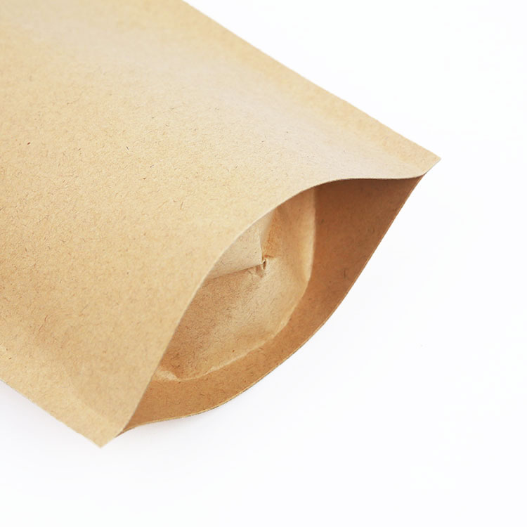 Custom Size Brown Ziplock Kraft Craft Paper Standing up Pouches Food Packaging Zipper Bags