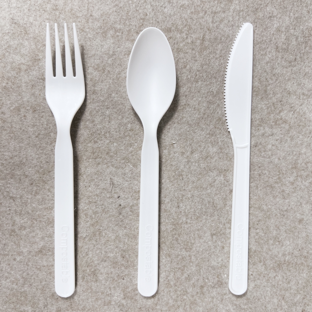 ECOLIFE Biodegradable Cornstarch Cutlery Set Disposable Fork Knife Spoon Heat Resistant Food Grade Eco-Friendly Tableware for
