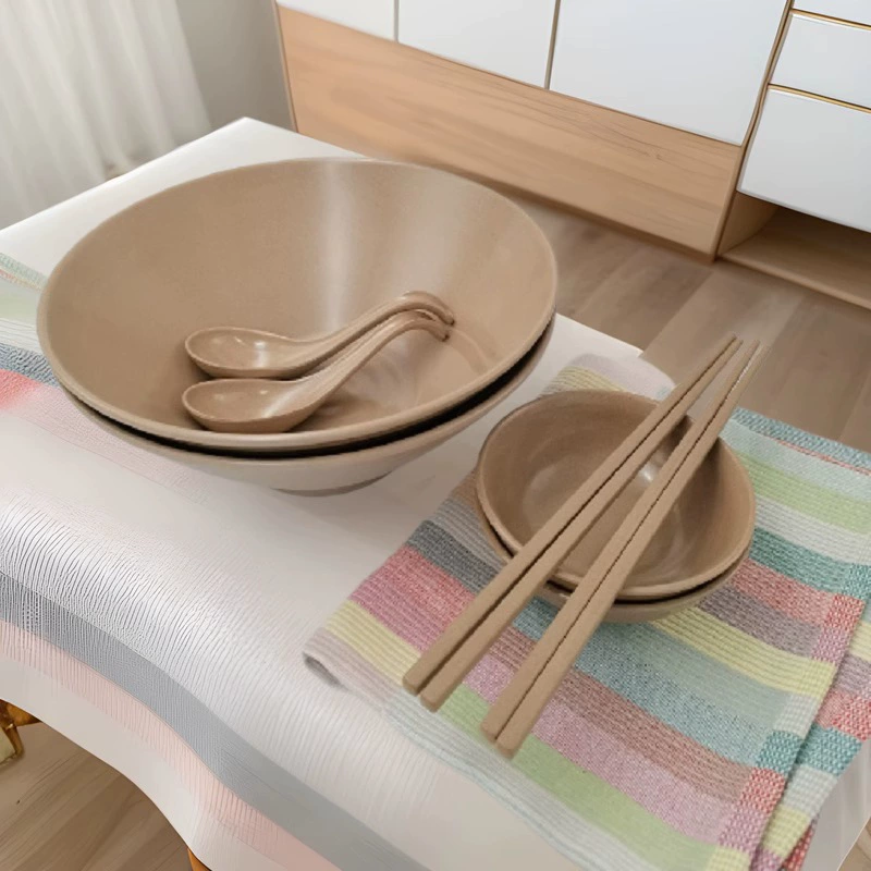 Wholesale Plant-Fiber Rice Husk Salad Bowl BPA-Free Plastic-Free Heat Resistant Carved Luxury Design Food Grade for Wedding