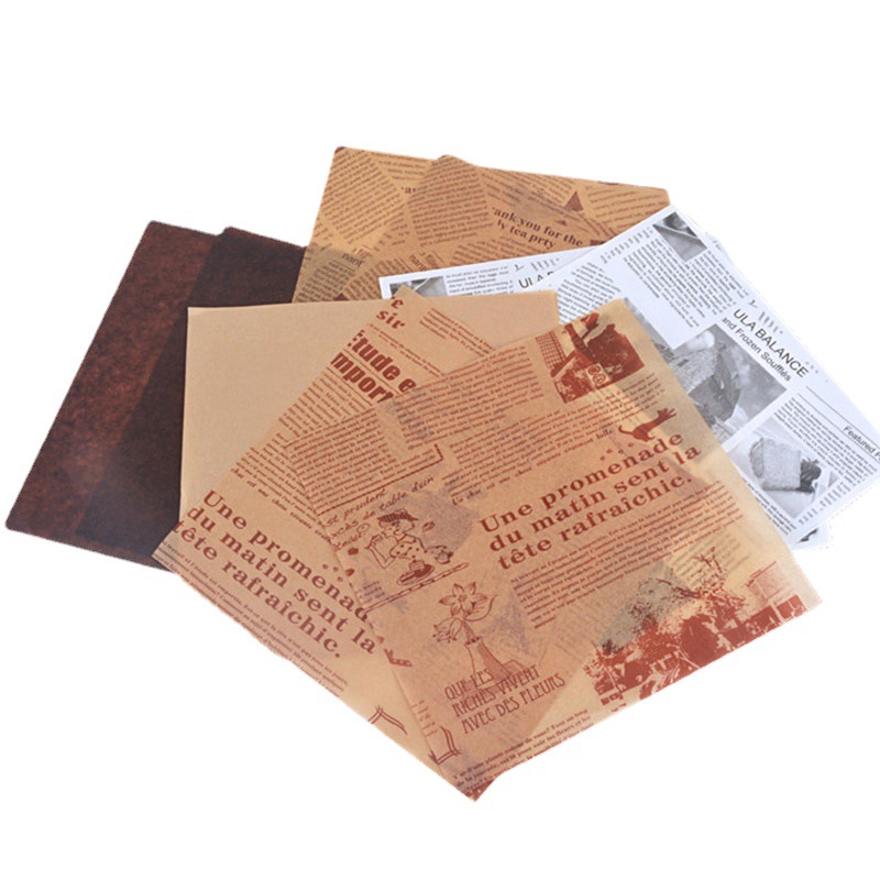 Oil-proof Pad Paper Wholesale Custom Printed Logo Size Food Safe Grade Burger Paper Greaseproof Meat Wrapping Wax Coated Paper