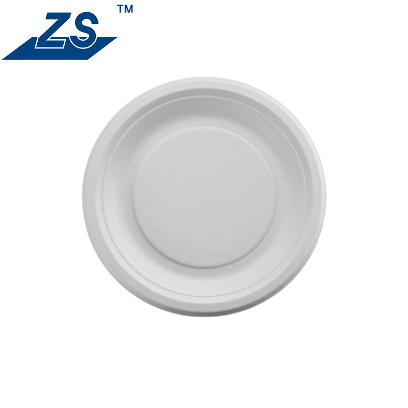 Eco-Friendly 9 Inch Disposable Plate Bagasse Food Round Plate Takeaway Biodegradable Sugarcane Plate