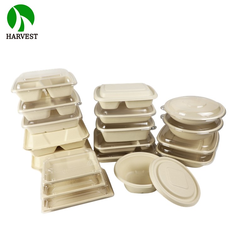 Eco Friendly Food Packaging Square Bagasse Takeaway Food Containers Sustainable Biodegradable Plates