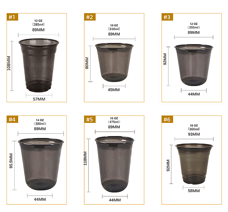 Eco-Friendly 12oz Disposable PET Plastic Cup Crystal Clear Single Wall Sip Lid for Cold Drink Packaging