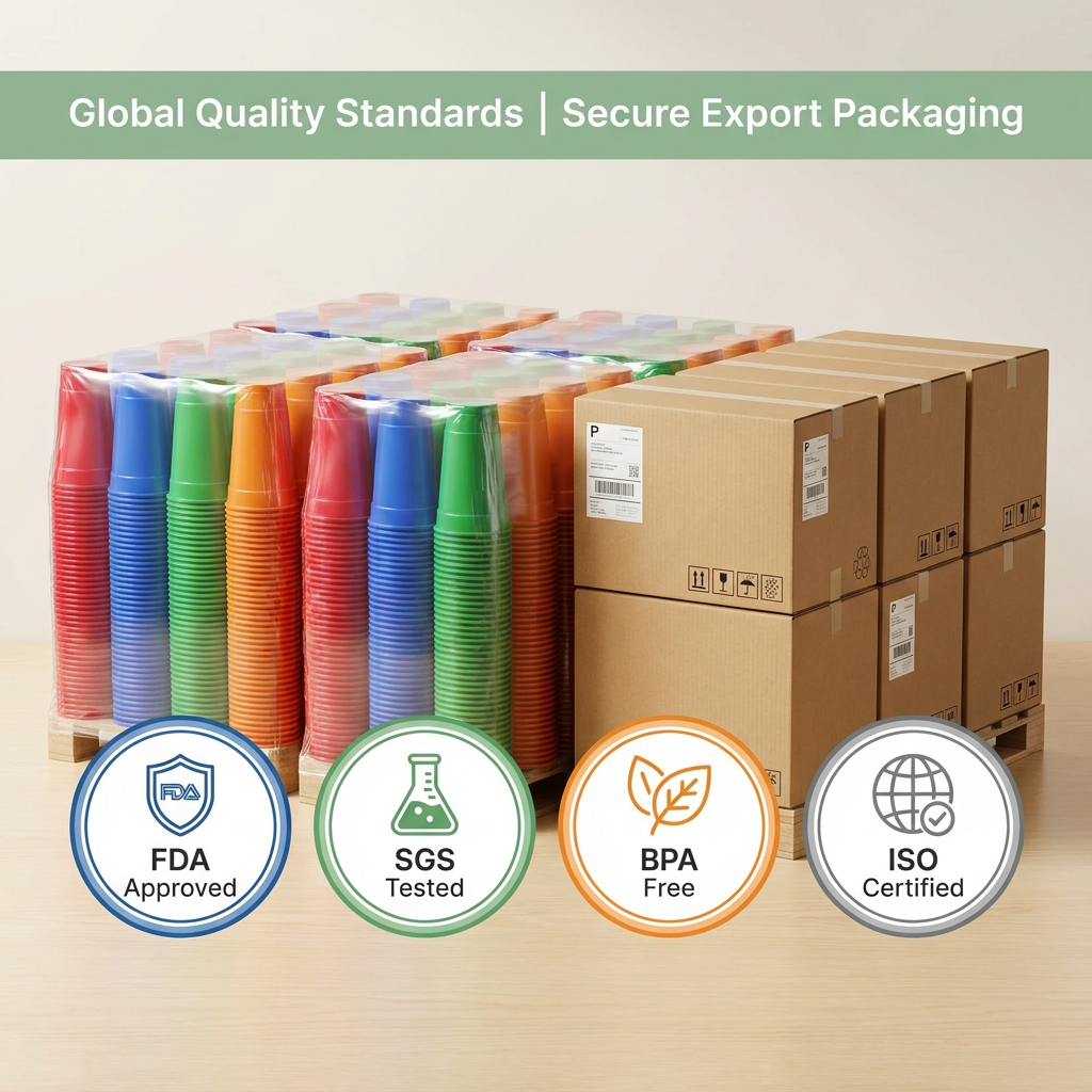 Disposable Color PP Plastic Cups 500ml 50Pcs Per Pack for Hot Cold Drink