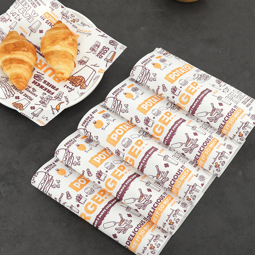 Custom 12" X 12" Grease Proof Brown Food Paper Wax Wrap Paper Sheets For Sandwich Burger Wrapping Paper 500PCS