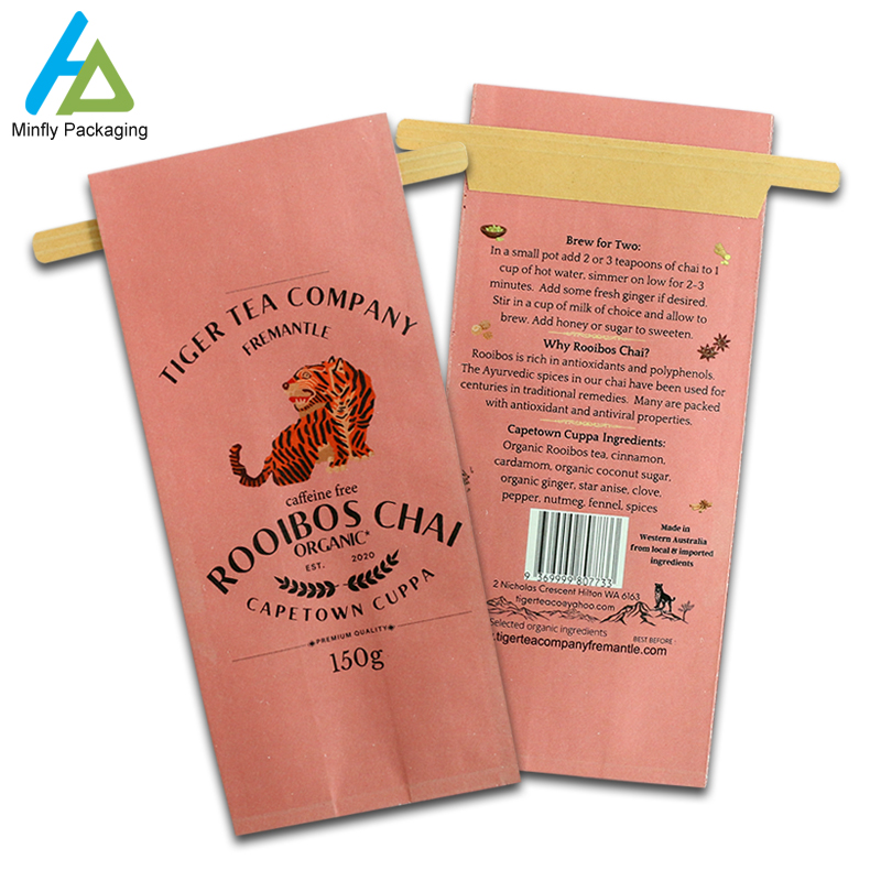 ECO Friendly PLA Custom Food Grade Compostable Biodegradable Stand Up Pouch Kraft Paper Flat Bottom Coffee Tea Tie Valve Bags