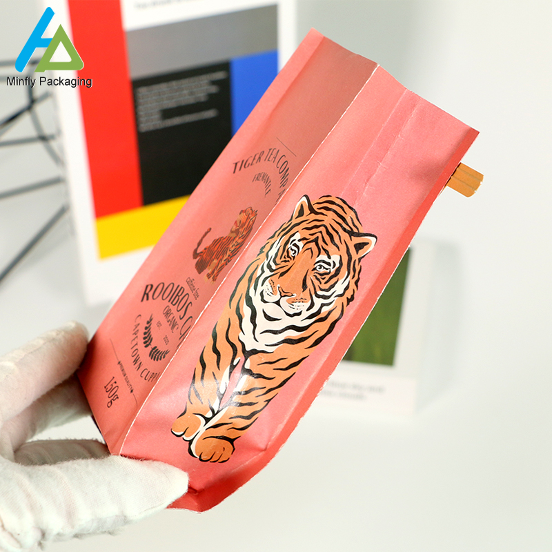 ECO Friendly PLA Custom Food Grade Compostable Biodegradable Stand Up Pouch Kraft Paper Flat Bottom Coffee Tea Tie Valve Bags