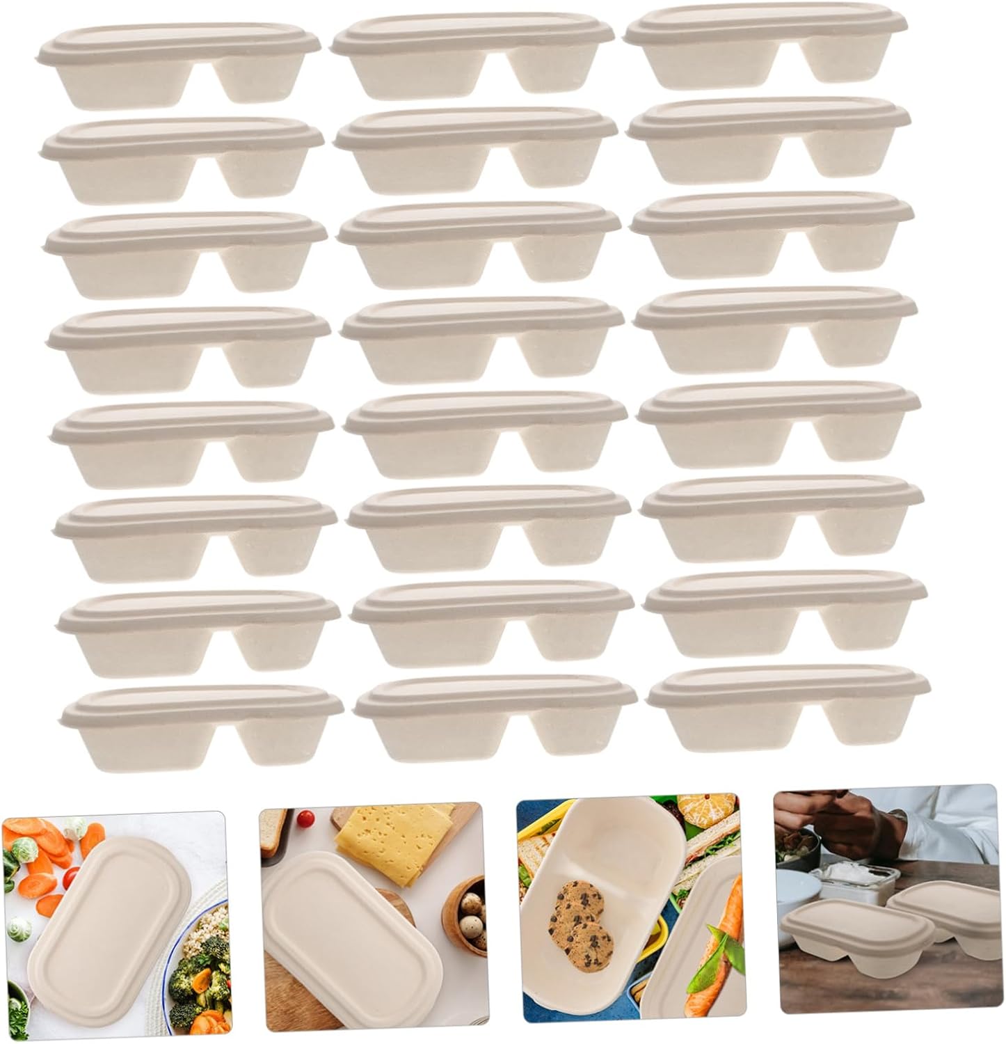 Disposable Biodegradable Food Container Take Out Lunch Boxes Environmentally Friendly Sugarcane Pulp Paper Bento Packaging
