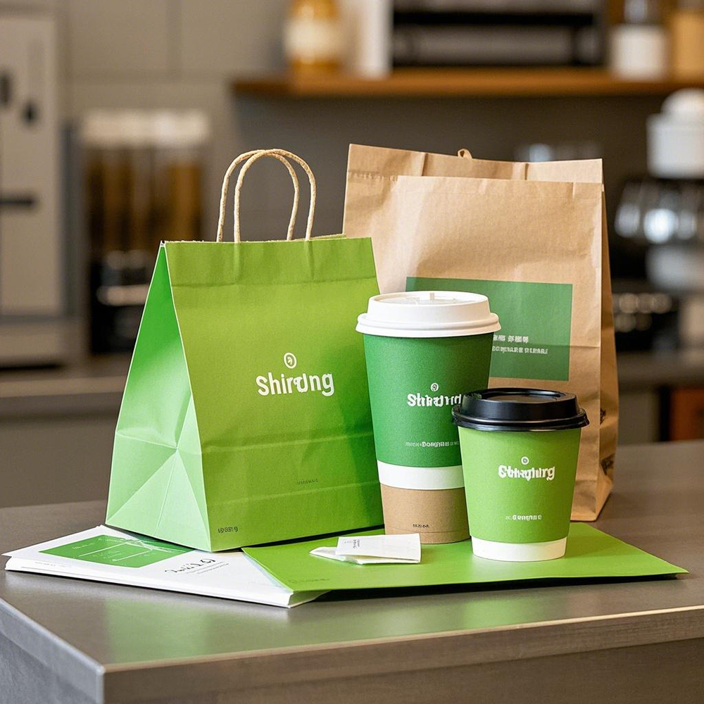 Eco-Friendly Custom Logo Disposable 8oz-16oz Green Flexo CMYK Paper Cups Double Wall Lid For Cafe Use Factory Wholesale Stamping