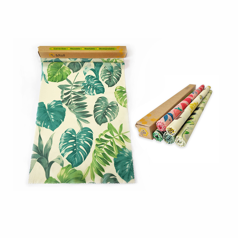 LFGB REACH Jumbo Roll Christmas Gift Wrapping Paper Cotton Fabric Beeswax Food Wraps Wholesale Rolls
