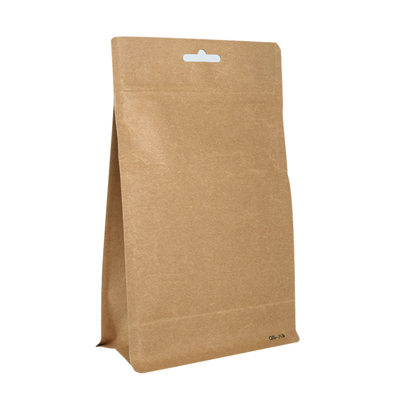 Custom Printed Kraft Paper Bag with Zip Lock and Window Flat Bottom Bags Stand-Up Pouch for Nuts Pet Food Noodles Food Packaging