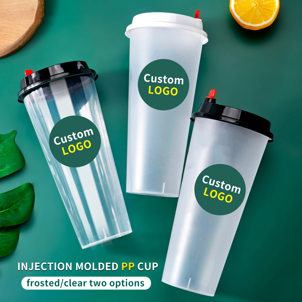 High Quality 90Mm Bubble Tea Hot Drink Plastic Cups With Logo 500Ml 700Ml Disposable Thick Smoothie Plastic Juice Clear Cups