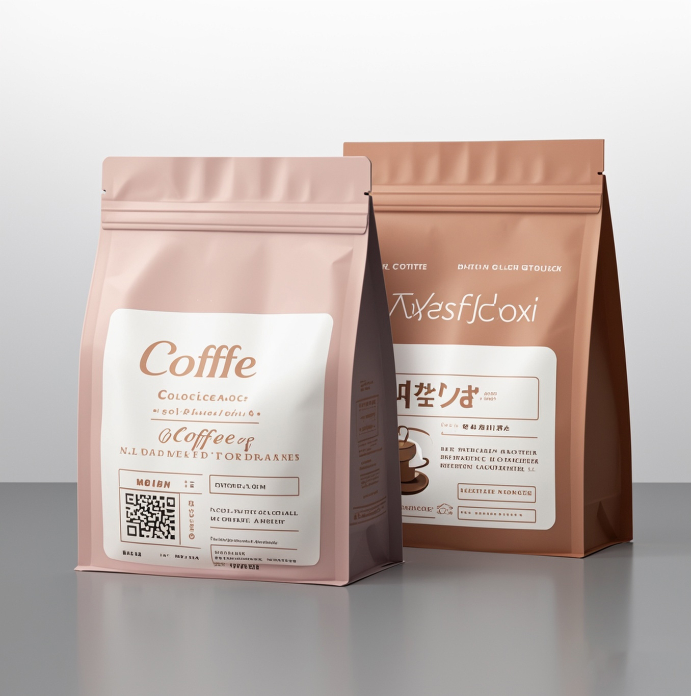 High Quality Custom Logo Matte Black Coffee Pouch Eight-Side Seal Portable Flat Bottom Bag For Food For Coffee Packaging