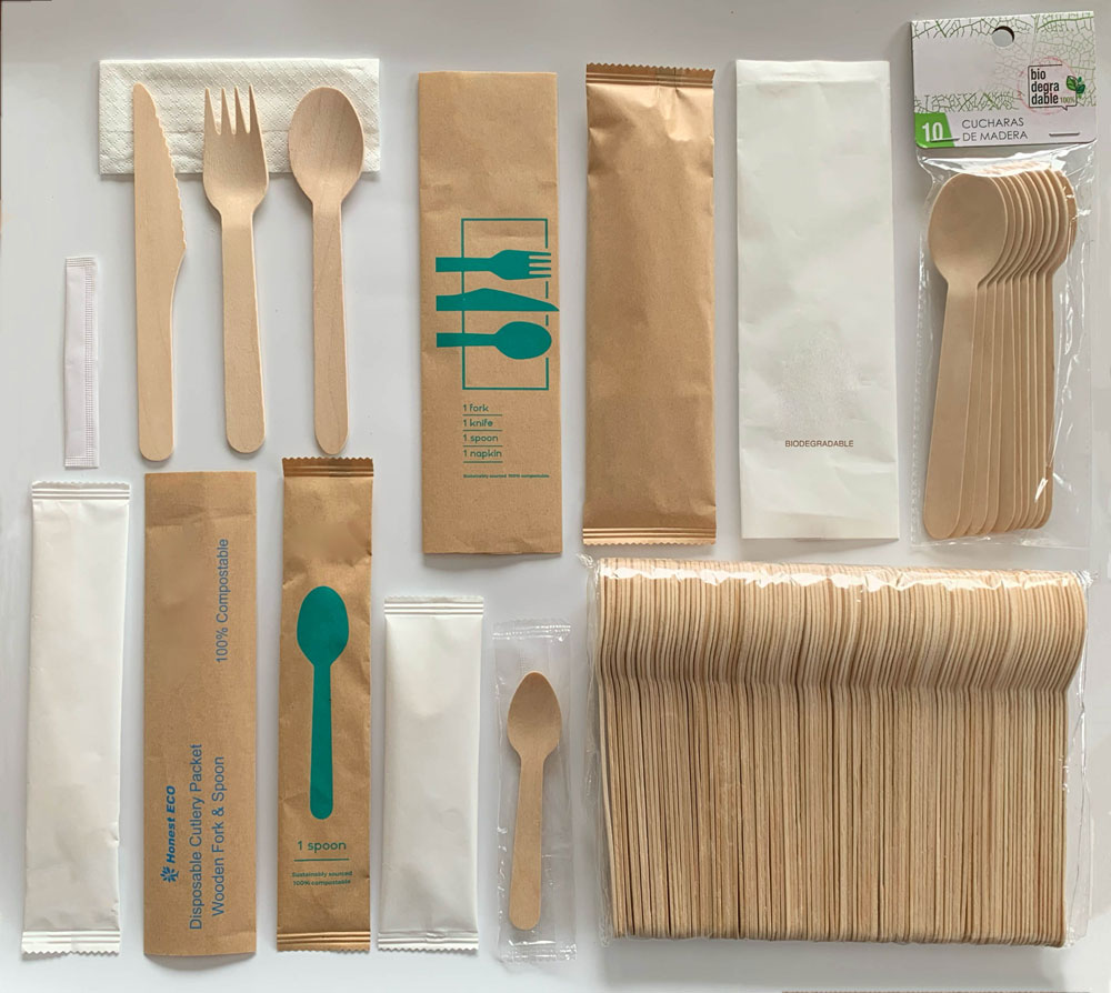 Biodegradable Disposable Cutlery Spoon Fork Knife Set Eco Cutlery With Paper