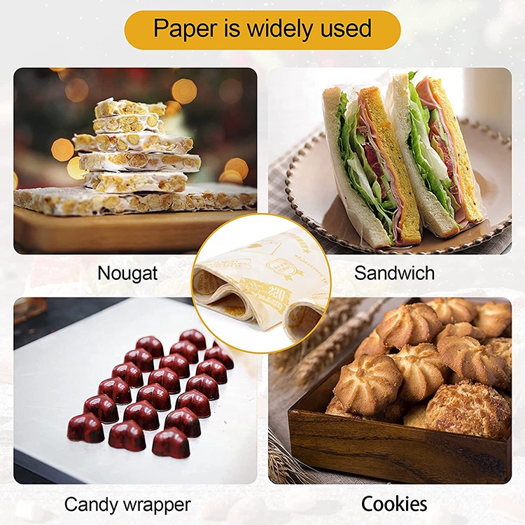 Wholesale Customized Printed Logo Food Grade Greaseproof Wax Sandwich Packaging Paper for Food Burger Fried Chicken Fries