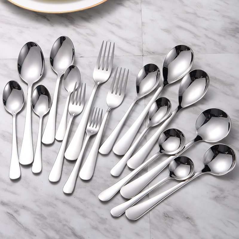 Eco-Friendly Silver Cutlery Set Knife Fork Spoon Flatware Stainless Steel Desert Forks for Festive Dining
