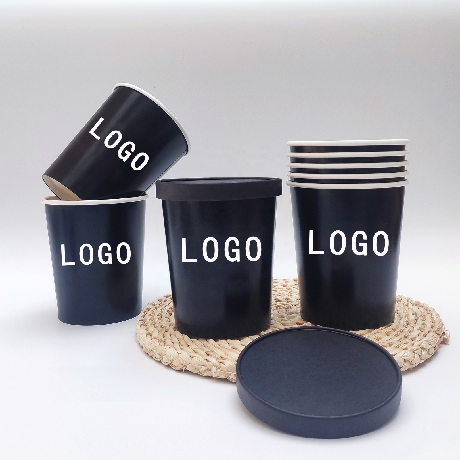 Customized Packaging Boxes Takeaway Disposable Biodegradable Paper Black Takeaway Food Container