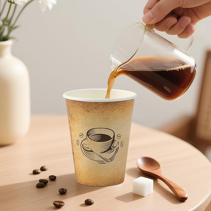 2024 Custom Logo Printed Disposable Double Wall Packaging Paper Cups With Lids 12oz 16oz Coffee Bubble Tea Paper Cups PP Lid