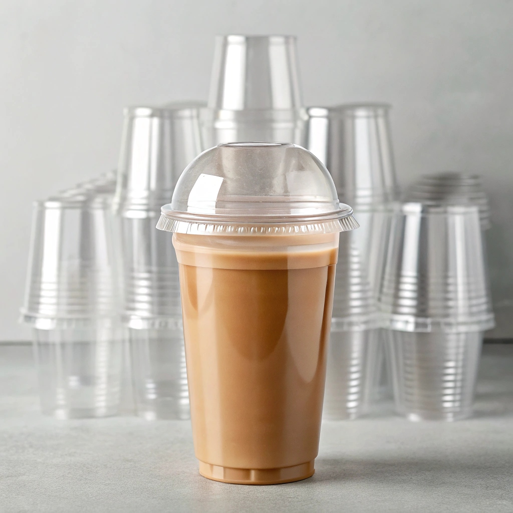 Custom Clear Disposable PET PP PLA Cups with Embossed Lids for Iced Coffee Boba Smoothie Milkshake Juice Takeaway &amp; Bubble Tea