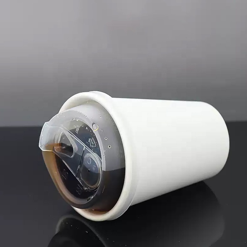 Custom Printed 100% Compostable Eco-Friendly Single Wall Craft Paper Cups Leak Proof Lids 12oz PE Biodegradable Coffee Cups