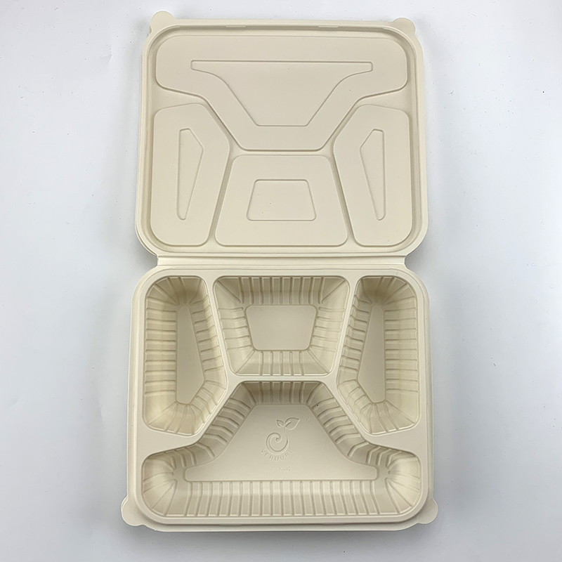 Biodigradable Disposable Folding Lunch Box With Tray 4 Compartment Plastic Container For Take Away Food Made In China