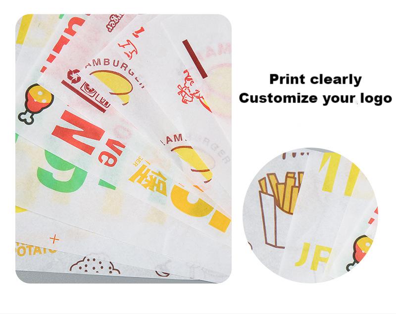 Food Grade Greaseproof Papers Oil-Proof Wrapping Wax Wrap Paper for BBQ Sandwich Hamburgers