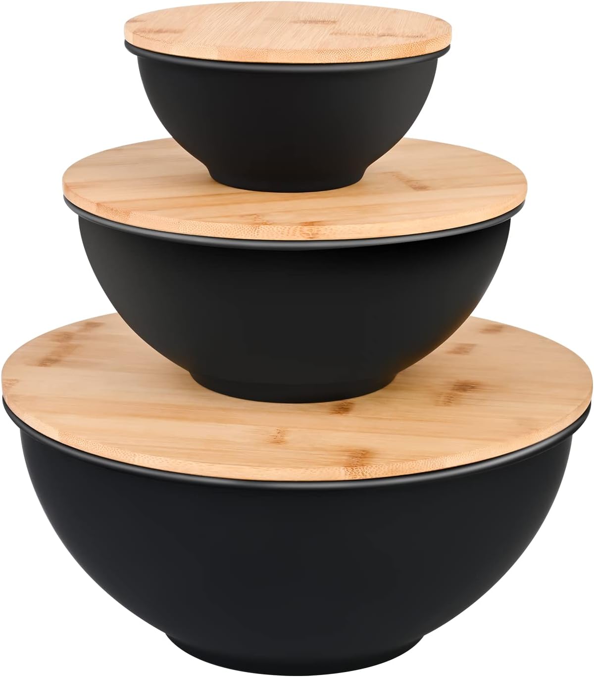 Biodegradable Eco Friendly RPET PLA Bamboo Fiber Corn Starch Salad Bowl With Bamboo Lid and Servers Set Bio Food Cereal Bowl