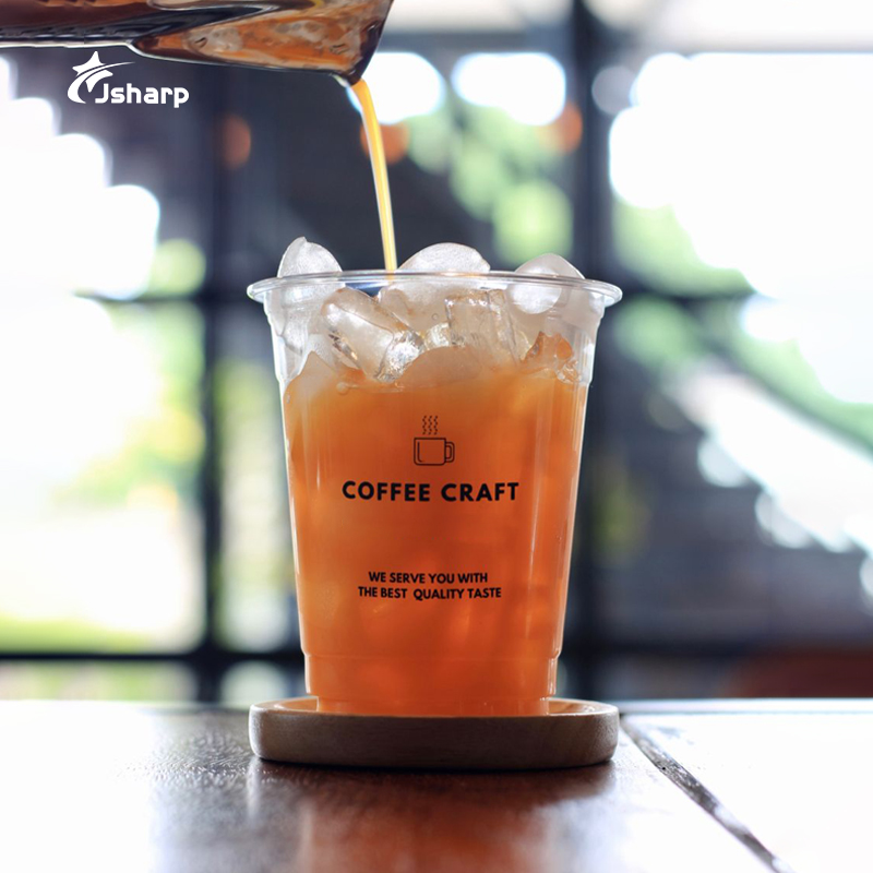 12oz 16oz 20oz 24oz Custom Logo Personalized Cold Drinking Disposable Plastic Cup PET Clear Plastic Cups With Lids