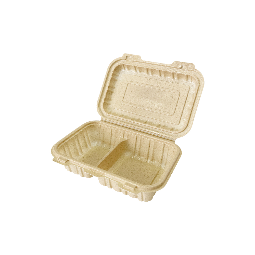 Disposable Biodegradable Compostable LFGB Certified Microwavable BPA Free 1300ml Lunch Boxes Lid Restaurant Takeaway Food