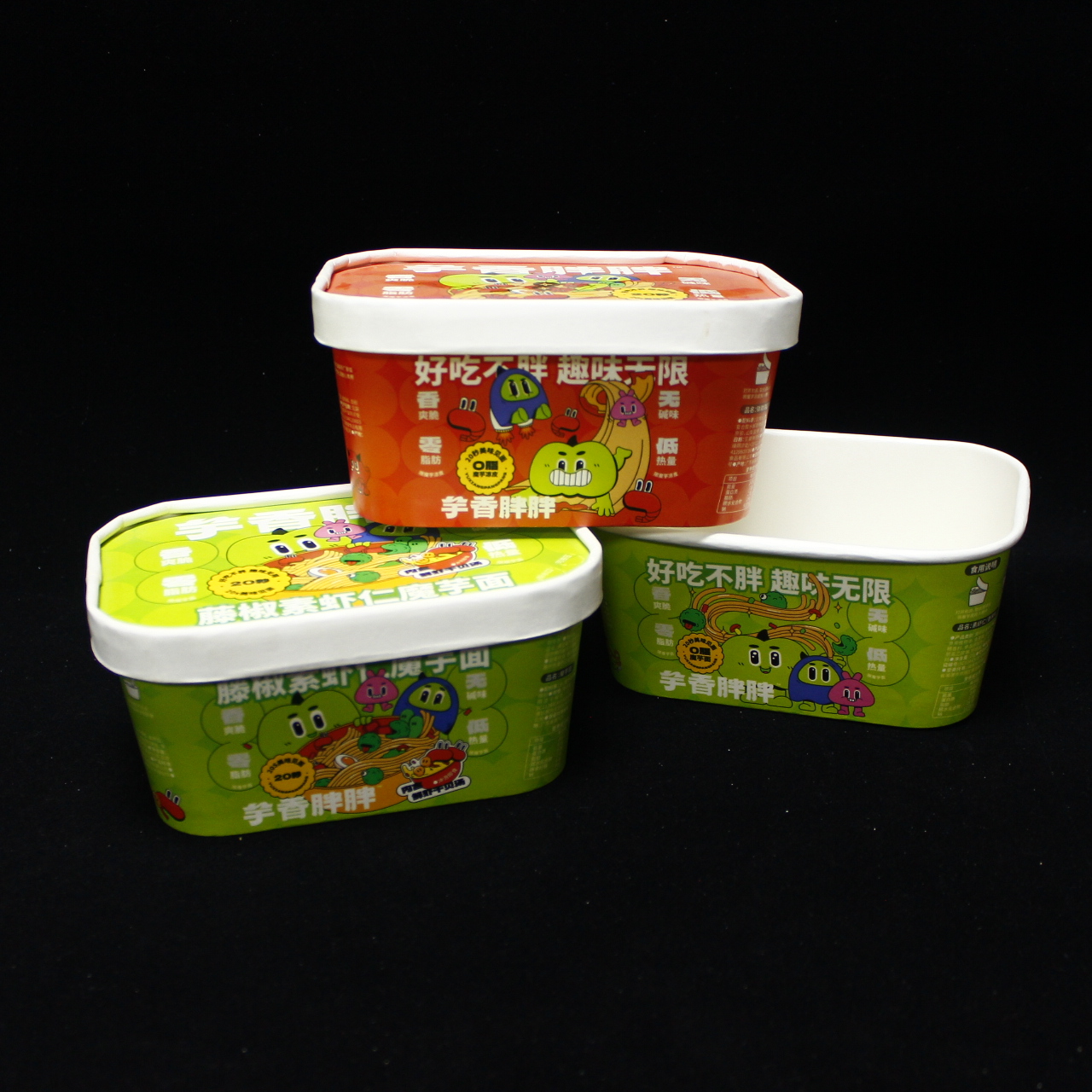 Disposable Rectangular Paper Bowl 500ML/650ML/750ML/850ML/1000ML Printed Food Grade Lid For Packaging Snacks Sugar Ice Cream