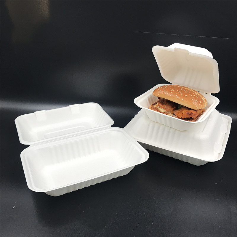 Wholesale Disposable Food Packaging Bagasse Sandwich Takeout Box Biodegradable Takeaway Food Container with Cheap Price