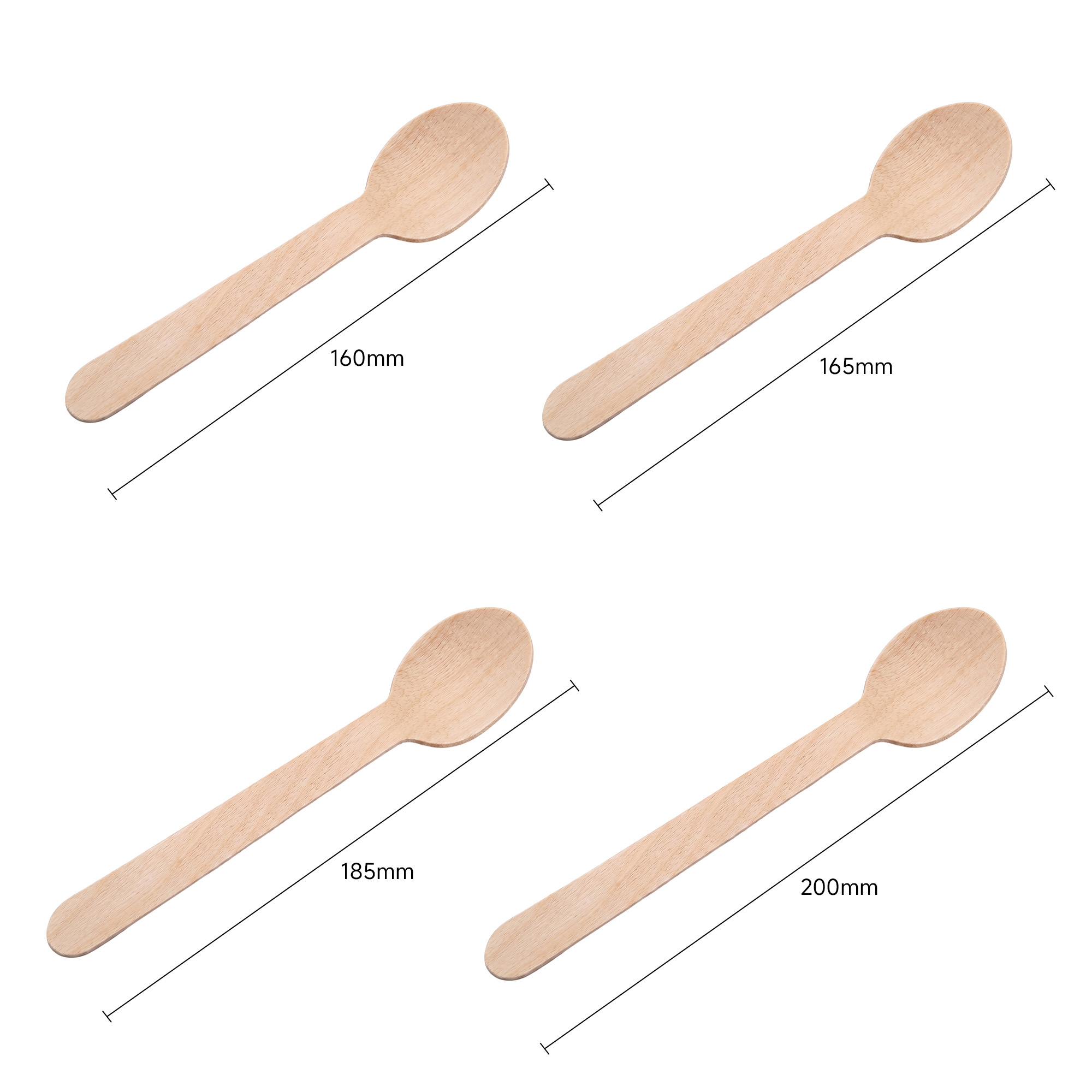 160mm Disposable Wooden Spoon Eco Friendly Biodegradable Food Grade Cutlery For Party Picnic Takeaway Catering Restaurant Daily