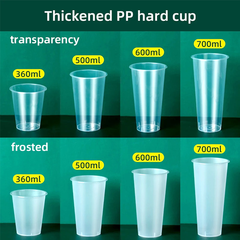 High Quality 90Mm Bubble Tea Hot Drink Plastic Cups With Logo 500Ml 700Ml Disposable Thick Smoothie Plastic Juice Clear Cups