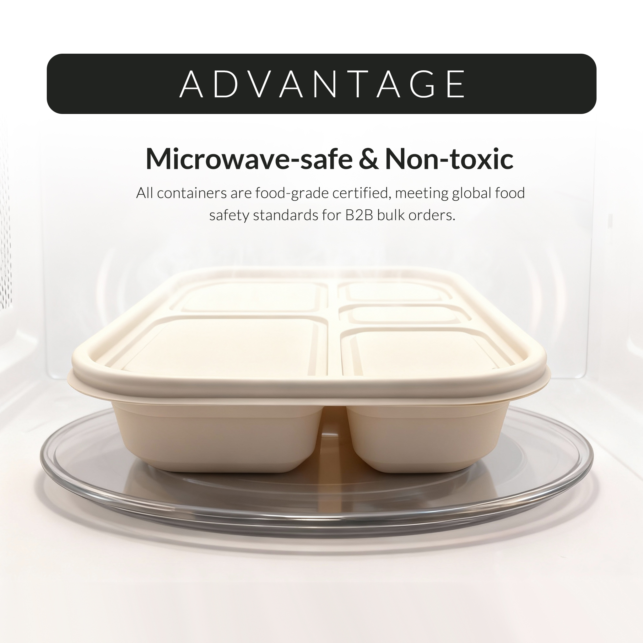Eco-Friendly Biodegradable PP Material 1000ml Microwavable Leakproof 5 Compartment Compostable Lunch Box Takeout Food Container