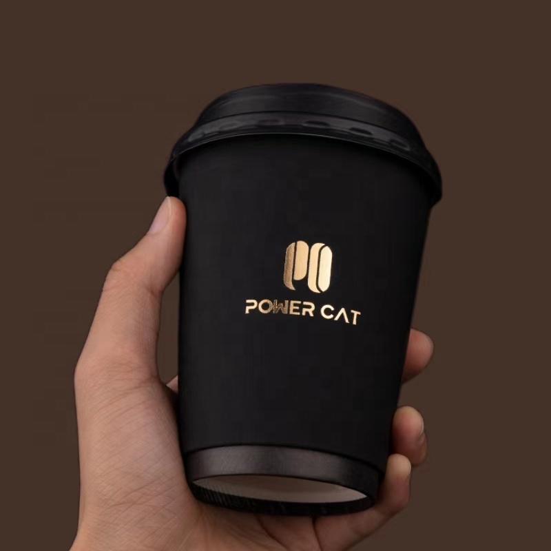 4oz 8oz 12oz Disposable Double Wall Paper Cup For Hot Drinks Biodegradable PE Paint Customizable Logo For Coffee