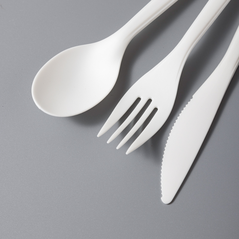 Eco Friendly PLA Cutlery Set Fork Spoon Knife Compostable Food Grade Tableware for School