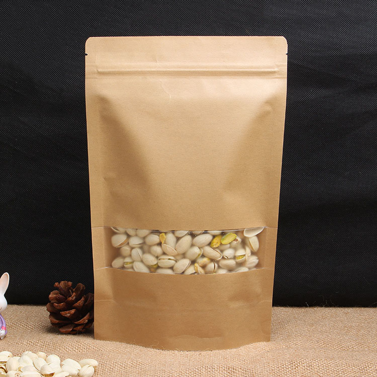 Stand up Brown Kraft Paper Resealable Ziplock Zipper Heat Sealable Food Storage Doypack Packaging Pouches Bag