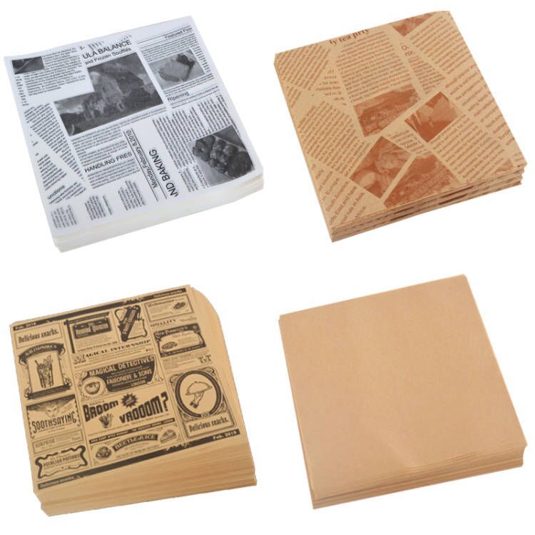 Oil-proof Pad Paper Wholesale Custom Printed Logo Size Food Safe Grade Burger Paper Greaseproof Meat Wrapping Wax Coated Paper