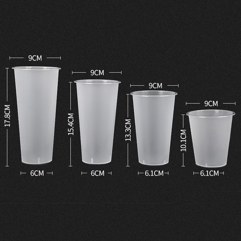 Custom logo Printed Disposable Cold Hot Drink Frosted Hard Plastic Cup clear pp Boba Cup Bubble Tea Plastic Cups with Lids