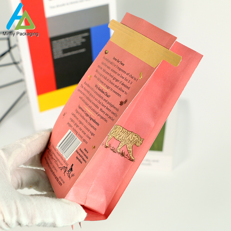 ECO Friendly PLA Custom Food Grade Compostable Biodegradable Stand Up Pouch Kraft Paper Flat Bottom Coffee Tea Tie Valve Bags