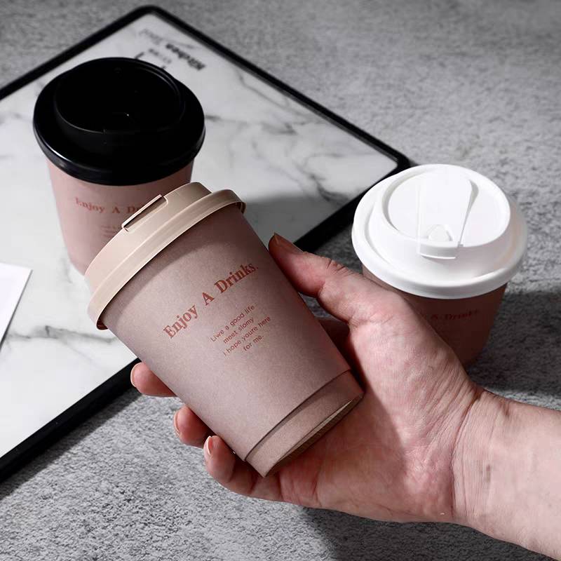 Custom-designed Disposable12oz Double-layer Hot Drink Paper Cups, Biodegradable Paper Cups With Lids, For Caf&eacute; Use