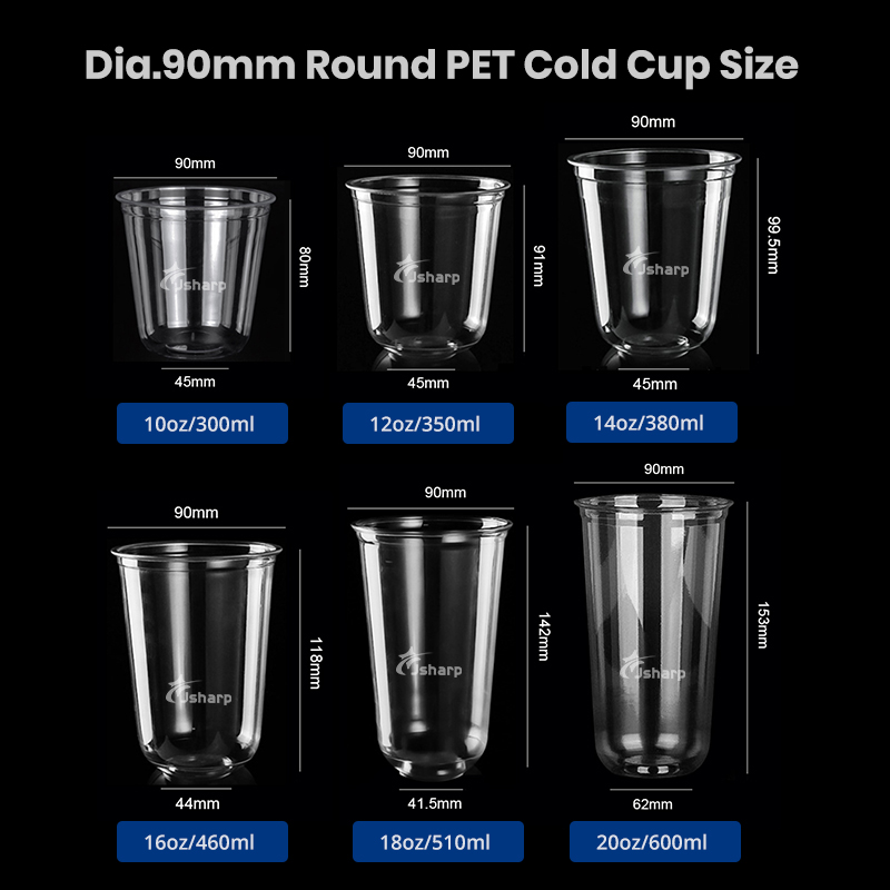 Custom Logo Disposable 16oz 20oz PET Plastic Cup For Take Away For Milkshakes Cold Drinks Bubble Beverages