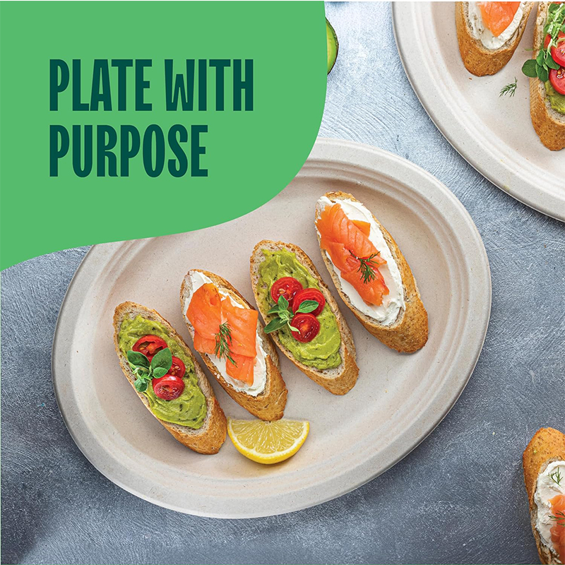100% Compostable Heavy Duty Disposable Dinner Plates Eco-Friendly Biodegradable Sugarcane Bagasse Oval Paper Plates