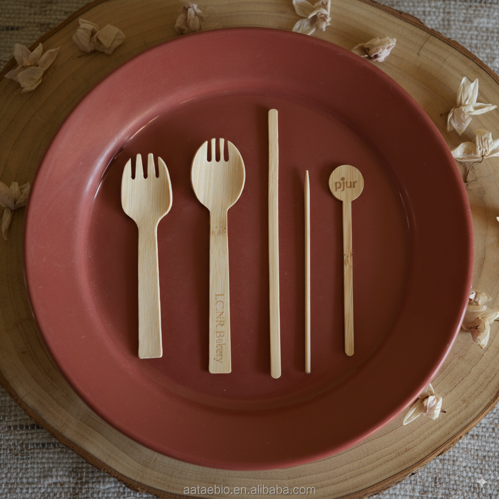 Eco-Friendly Disposable Bamboo Cutlery Simple Style Wooden Spoon for Back to School Biodegradable Customized Quantity