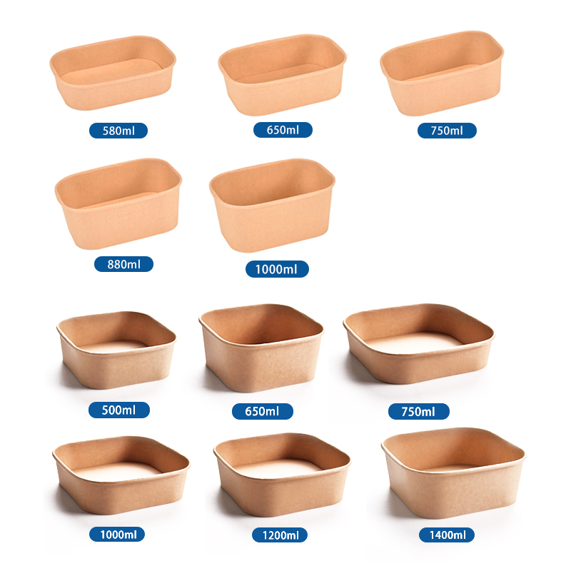 SenAng Compostable Square Kraft Paper Salad Bowl Plant-Based with Snap-On PET Lid Disposable Meal Kit Packaging for US Importer