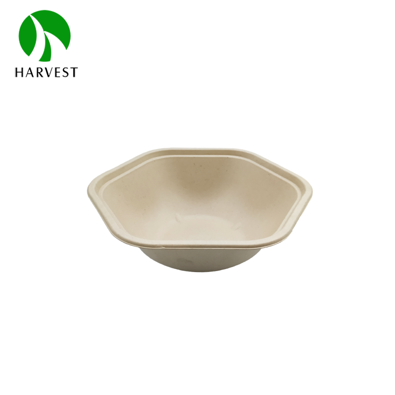 750ml 1000ml Disposable Bagasse Zero Waste Takeaway Salad Sugarcane 32 oz Hexagon Bowl Microwave Safe Modern Design Plant-Based