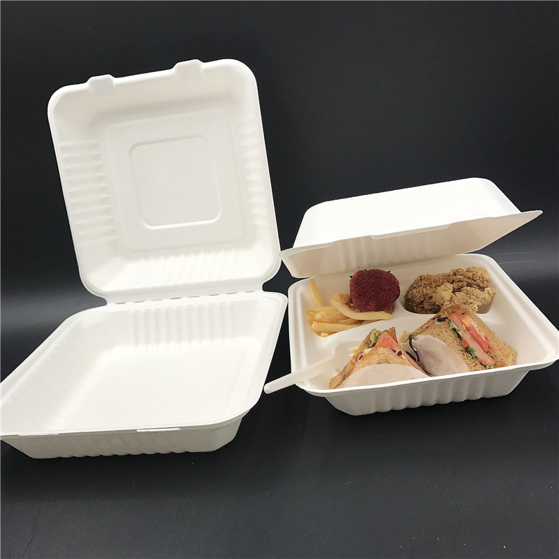 Wholesale Disposable Food Packaging Bagasse Sandwich Takeout Box Biodegradable Takeaway Food Container with Cheap Price