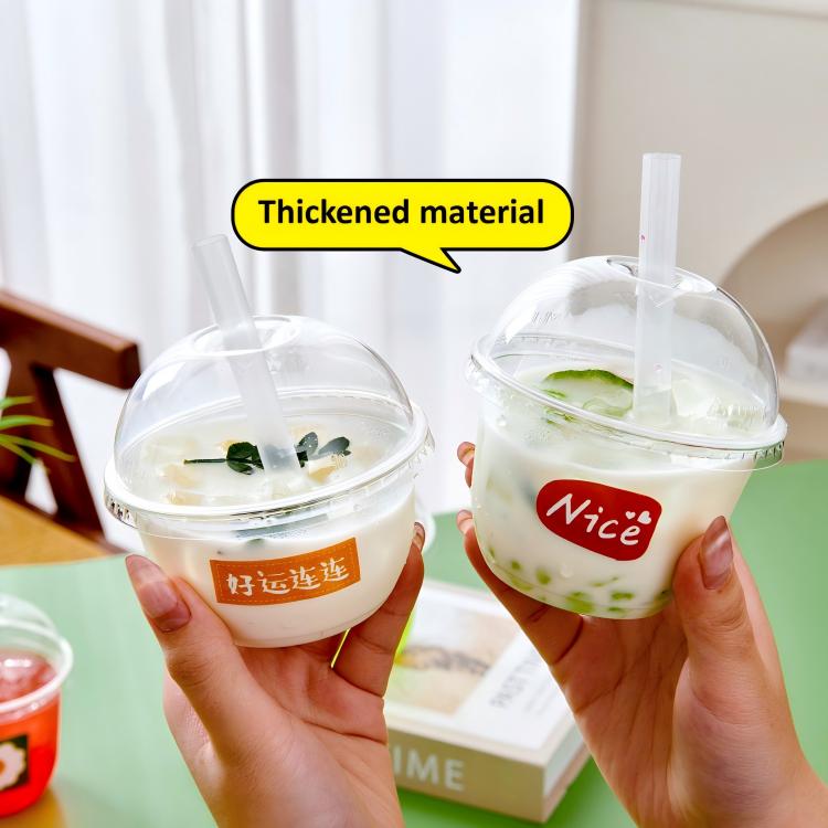 Clear Biodegradable 95MM Disposable Plastic Cups with Lids Straw Freezer Iced Coffee Smoothie Cold Drinks Cup