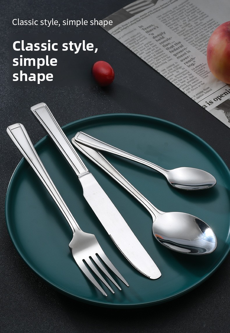 Classic Design Stainless Steel Flatware Set Handle Durable Reusable Sustainable Eco-Friendly Lightweight Rust Resistant