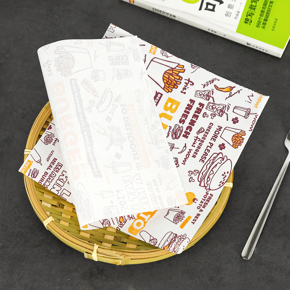 Custom 12" X 12" Grease Proof Brown Food Paper Wax Wrap Paper Sheets For Sandwich Burger Wrapping Paper 500PCS